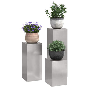 Pflanzenständer Set, 3-teilig, Edelstahl Silber