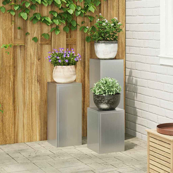vidaXL Supports à plantes 3 pcs Acier galvanisé Argenté