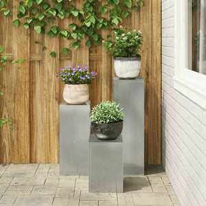 vidaXL Supports à plantes 3 pcs Acier galvanisé Argenté