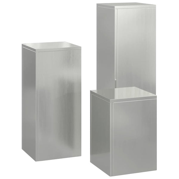 vidaXL Supports à plantes 3 pcs Acier galvanisé Argenté