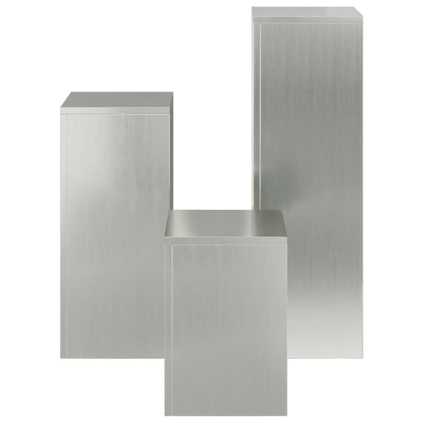 vidaXL Supports à plantes 3 pcs Acier galvanisé Argenté