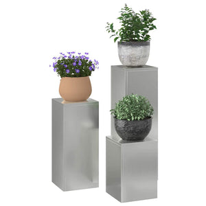 vidaXL Supports à plantes 3 pcs Acier galvanisé Argenté