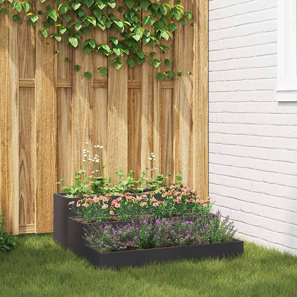 vidaXL Jardinière de jardin Noir 90 x 90 x 35 cm Acier laminé à froid
