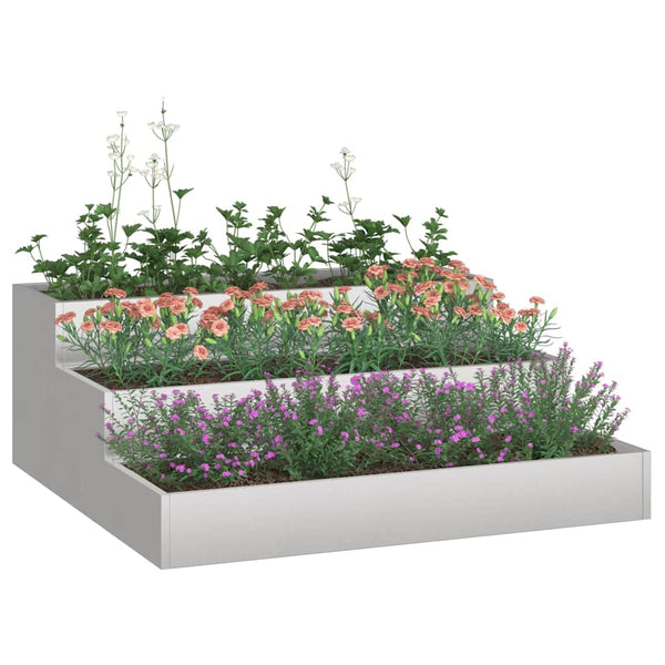 Edelstahl Garten Pflanzgefäß Silber 90x90x35cm