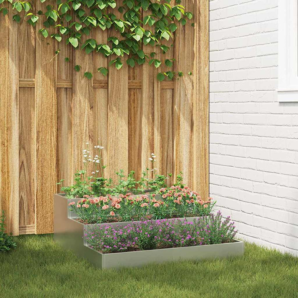 Silbernes Garten-Pflanzgefäß 90x90x35cm