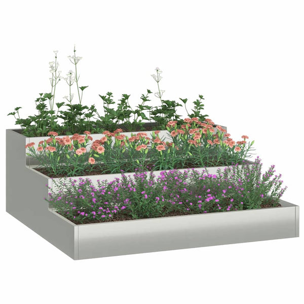 Silbernes Garten-Pflanzgefäß 90x90x35cm