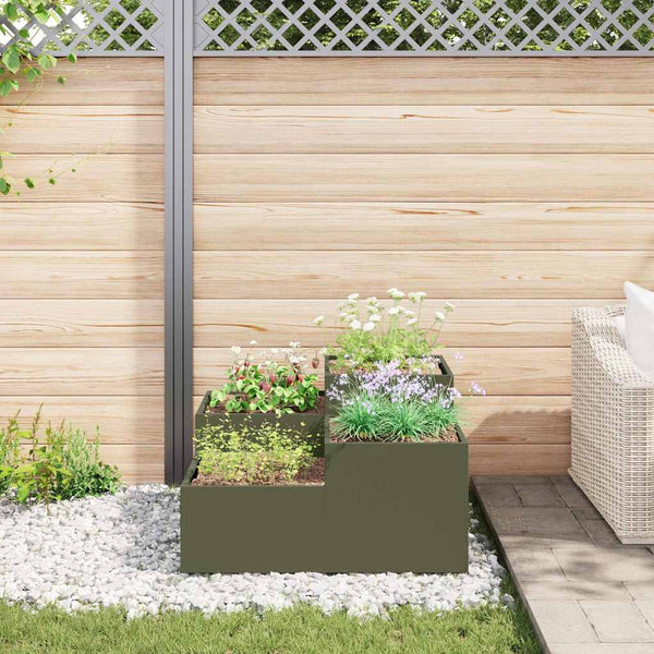 Olivgrüner Stahl Gartenblumentopf 80x80x48cm