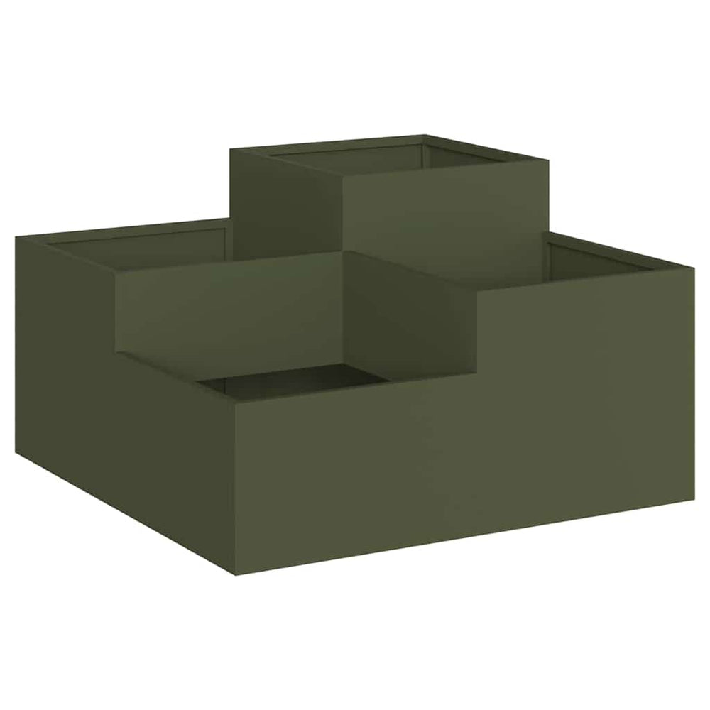 Olivgrüner Stahl Gartenblumentopf 80x80x48cm