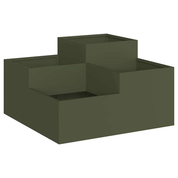 Olivgrüner Stahl Gartenblumentopf 80x80x48cm