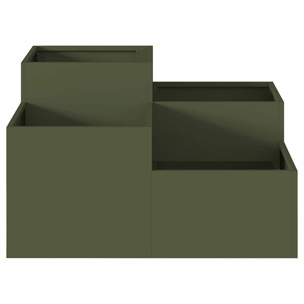 Olivgrüner Stahl Gartenblumentopf 80x80x48cm