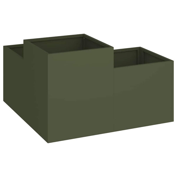Olivgrüner Stahl Gartenblumentopf 100x100x48cm