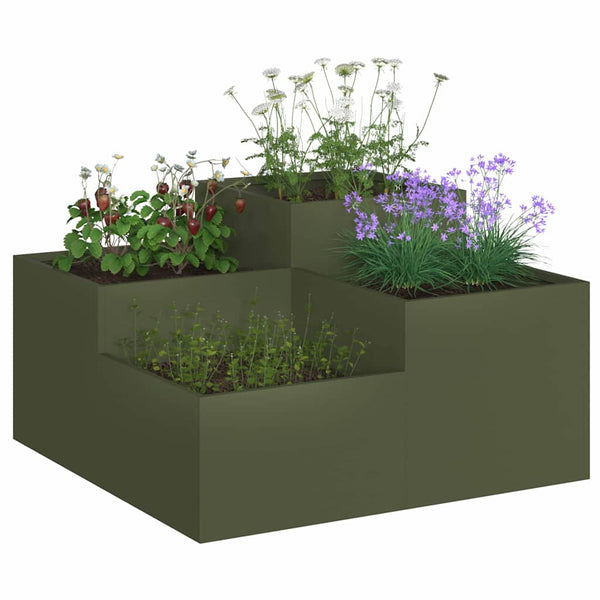Olivgrüner Stahl Gartenblumentopf 100x100x48cm