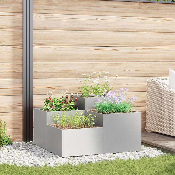 Edelstahl Gartenblumentopf Silber 100x100x48cm
