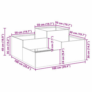 Edelstahl Gartenblumentopf Silber 100x100x48cm