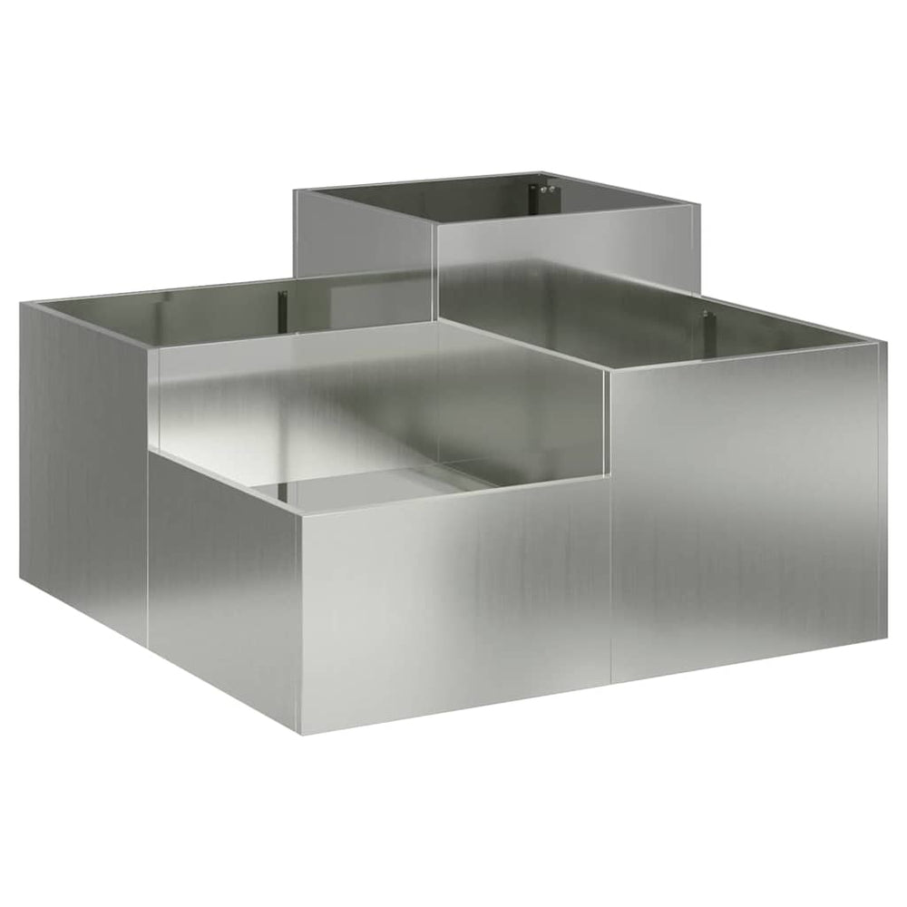 Silberner Gartenblumentopf, 100x100x48cm, Stahl