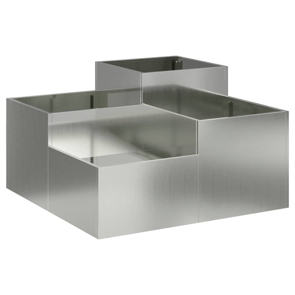 Silberner Gartenblumentopf, 100x100x48cm, Stahl