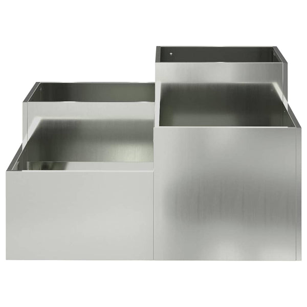 Silberner Gartenblumentopf, 100x100x48cm, Stahl