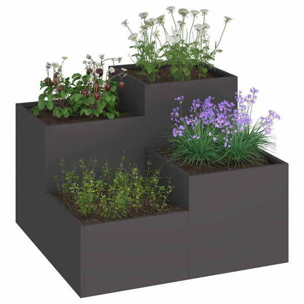 Schwarzer Gartenblumentopf Stahl 80x80x60cm