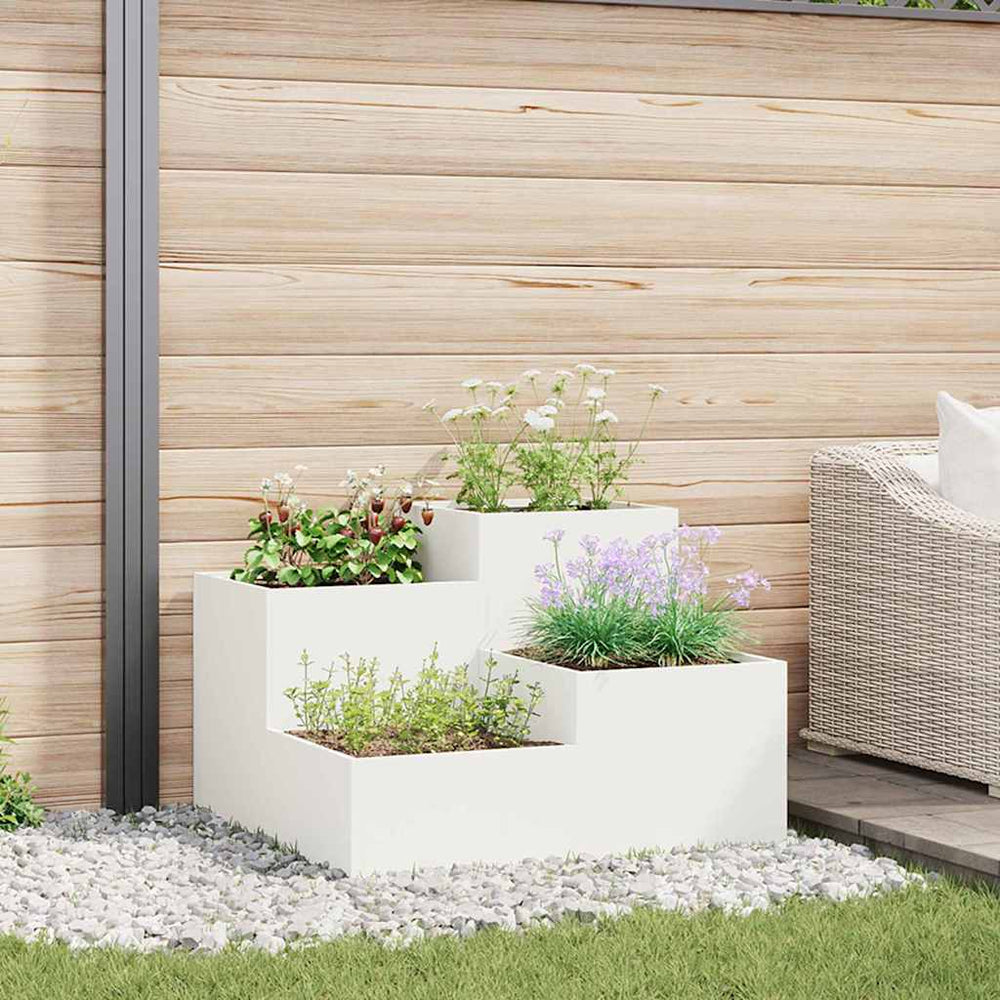 Weißer Gartenblumentopf aus Stahl, 80 cm