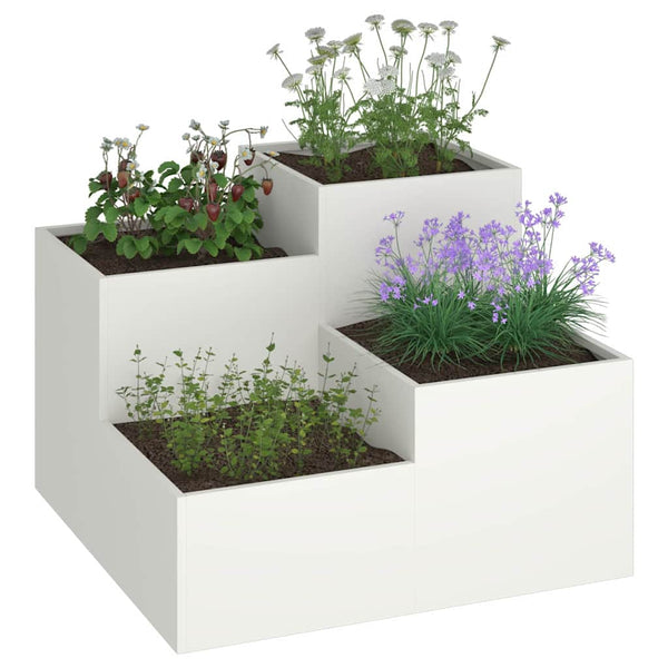 Weißer Gartenblumentopf aus Stahl, 80 cm