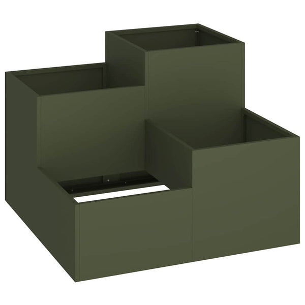Olivgrüner Gartenblumentopf Stahl 80x80x60cm