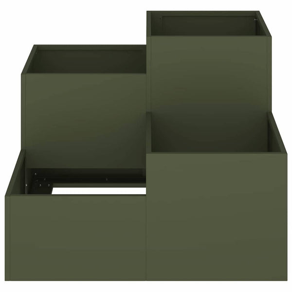 Olivgrüner Gartenblumentopf Stahl 80x80x60cm