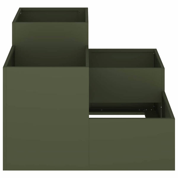 Olivgrüner Gartenblumentopf Stahl 80x80x60cm