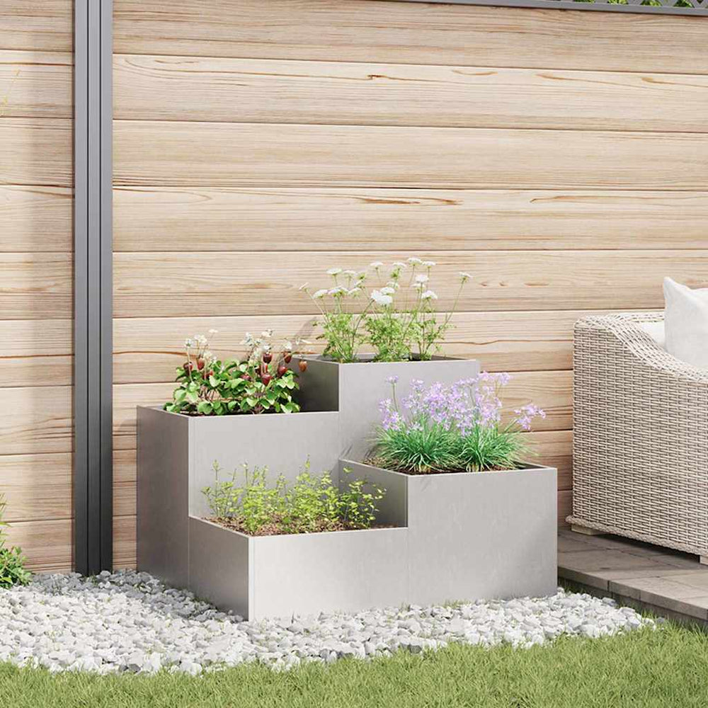 Edelstahl Gartenblumentopf Silber 80x80x60cm