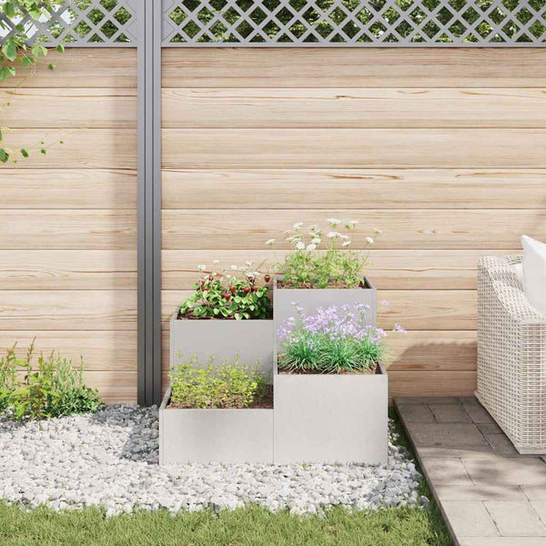 Edelstahl Gartenblumentopf Silber 80x80x60cm