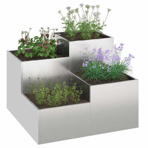 Edelstahl Gartenblumentopf Silber 80x80x60cm