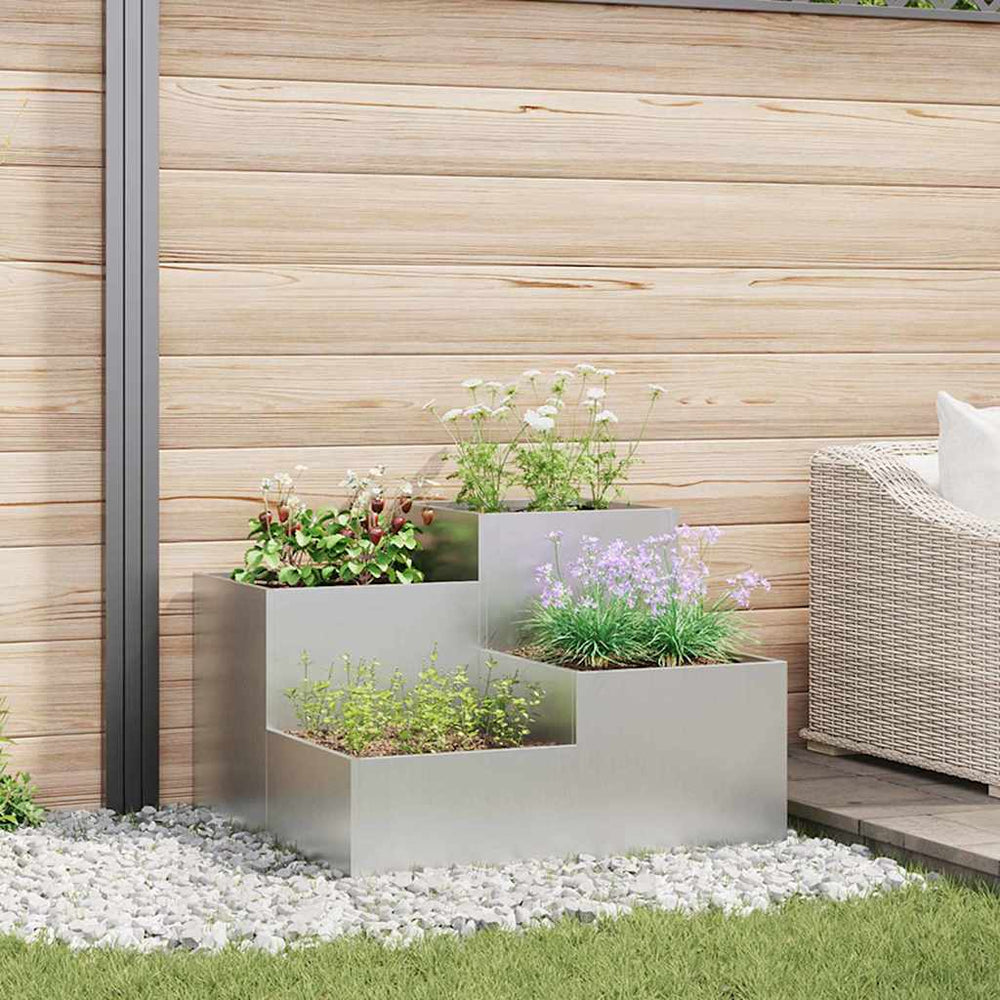 Silberner Gartenblumentopf 80x80x60cm