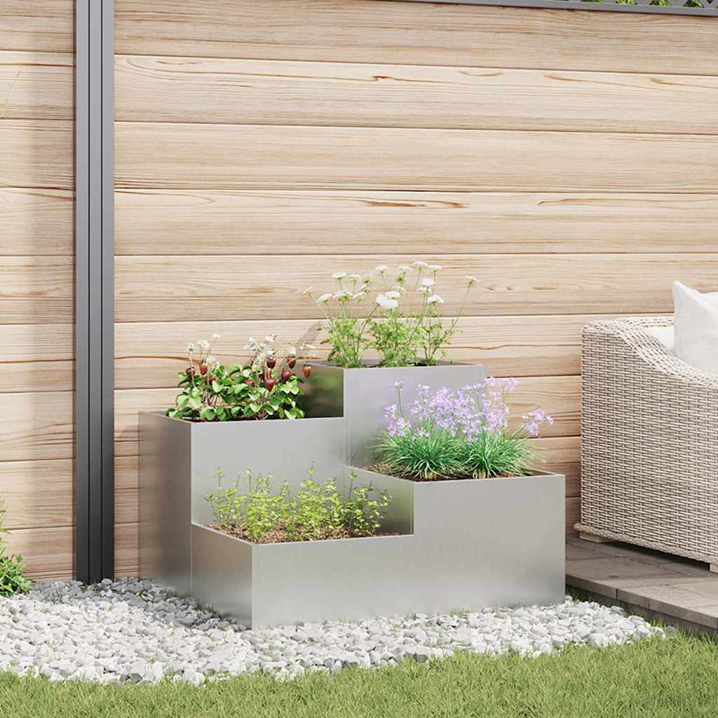 vidaXL Jardinière de jardin argentée 80 x 80 x 60 cm en acier galvanisé