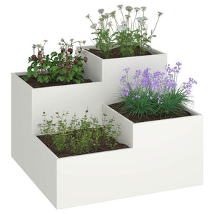 Weißer Gartenblumentopf Stahl 100x100x60cm