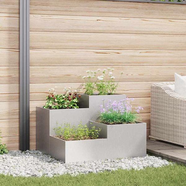Edelstahl Gartenblumentopf Silber 100x100x60cm