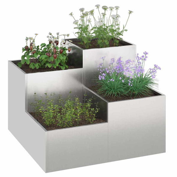 Edelstahl Gartenblumentopf Silber 100x100x60cm