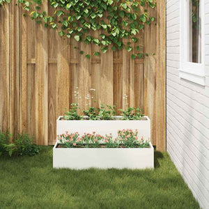 vidaXL Jardinière de jardin Blanc 100 x 60 x 45 cm Acier laminé à froid