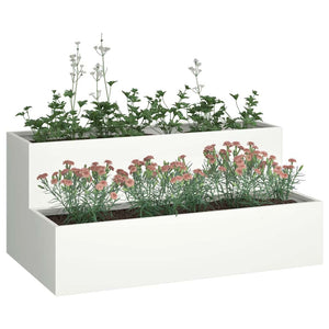 vidaXL Jardinière de jardin Blanc 100 x 60 x 45 cm Acier laminé à froid