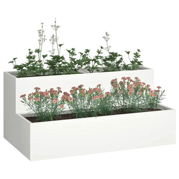vidaXL Jardinière de jardin Blanc 100 x 60 x 45 cm Acier laminé à froid