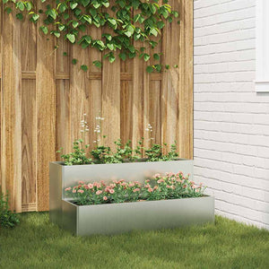 Silbernes Garten-Pflanzgefäß 100x60x45 cm