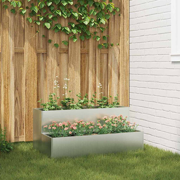 Silbernes Garten-Pflanzgefäß 100x60x45 cm