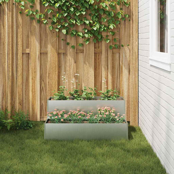 Silbernes Garten-Pflanzgefäß 100x60x45 cm