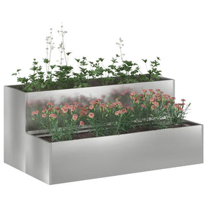 Silbernes Garten-Pflanzgefäß 100x60x45 cm