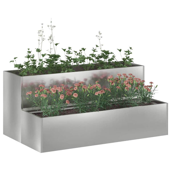 Silbernes Garten-Pflanzgefäß 100x60x45 cm