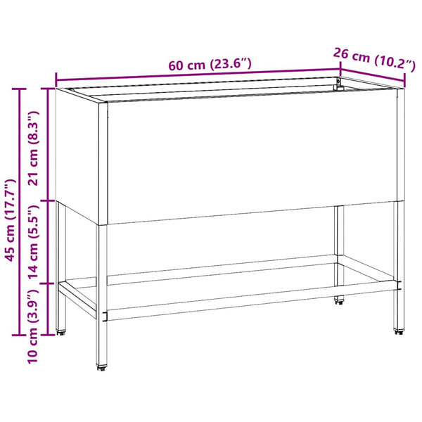 Rostiges Hochbeet 60x26x45cm