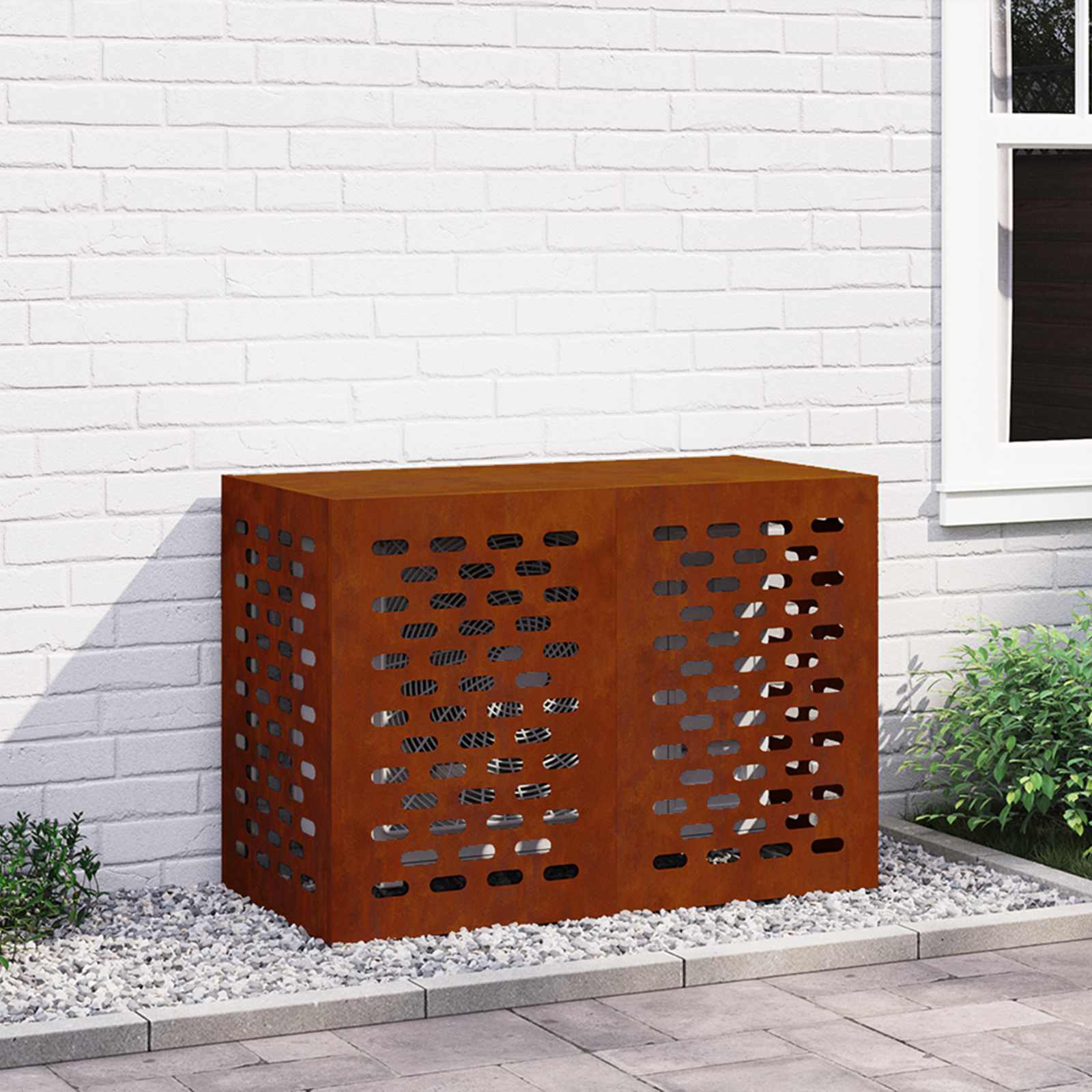 vidaXL Cache-climatiseur rouillé 100 x 50 x 70 cm en acier patinable