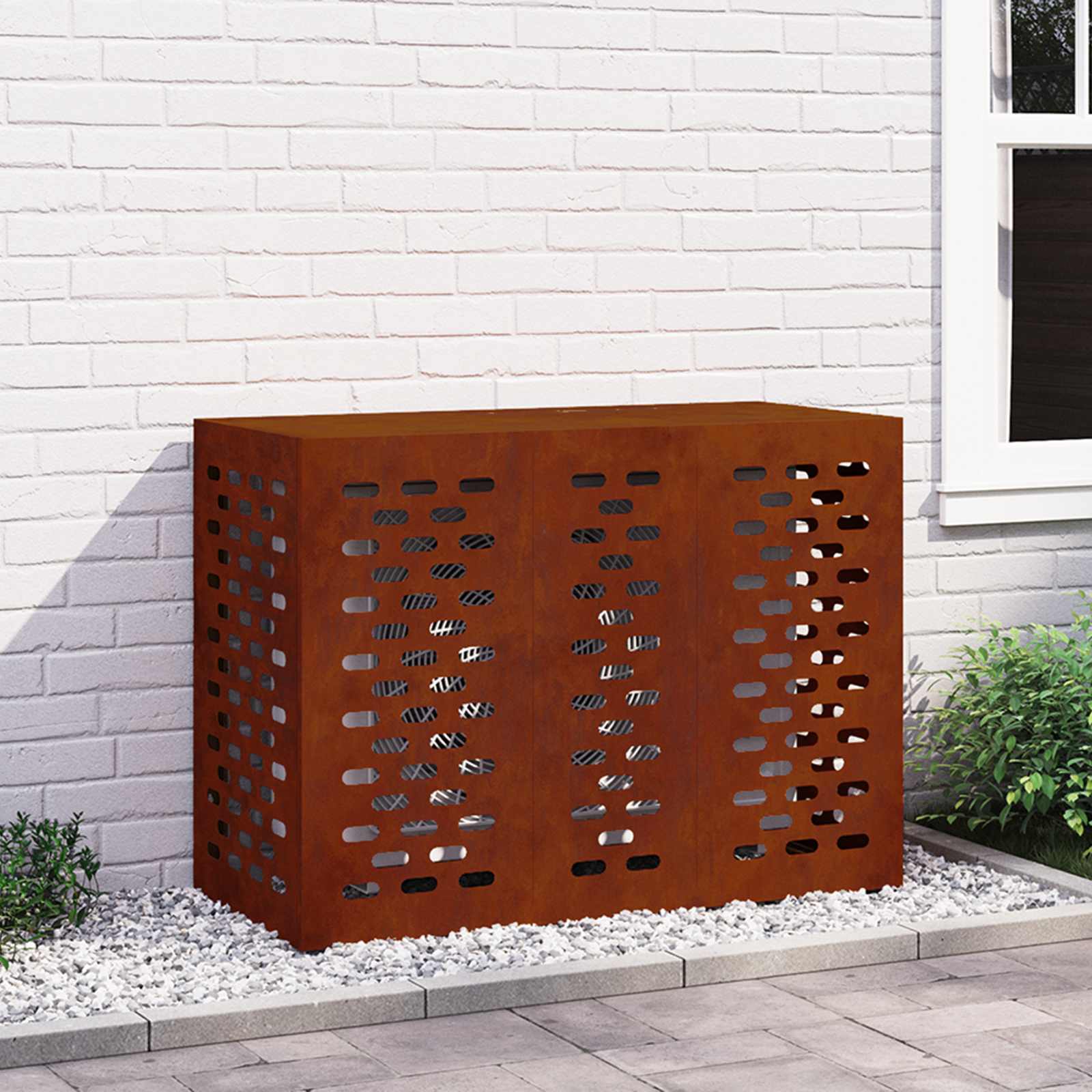 Rostige Klimaanlagenabdeckung aus Cortenstahl 110cm