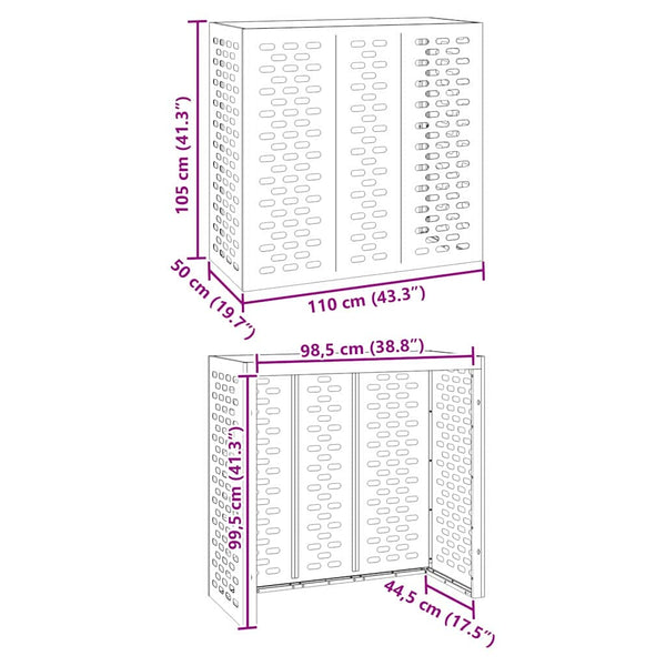 vidaXL Cache-climatiseur blanc 110 x 50 x 105 cm Acier