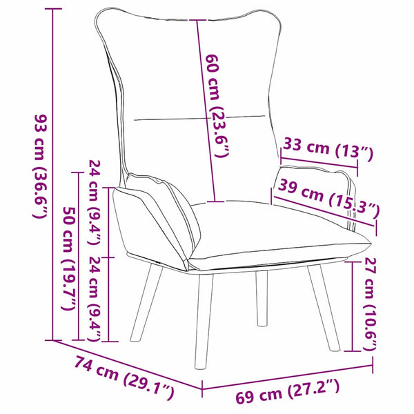 Schwarzer Kunstleder Sessel 69x74x93cm