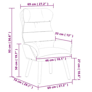 Creme Samt Sessel 69x74x93cm