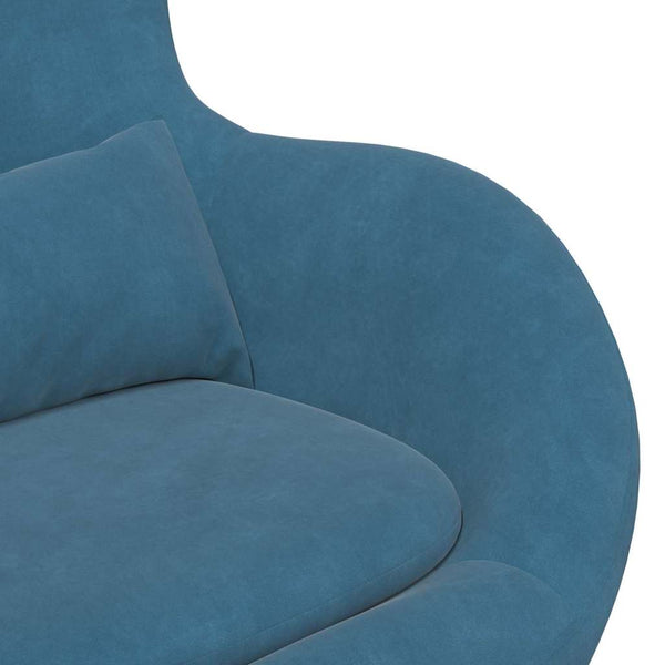 Eierstuhl Blau Samt mit Hocker